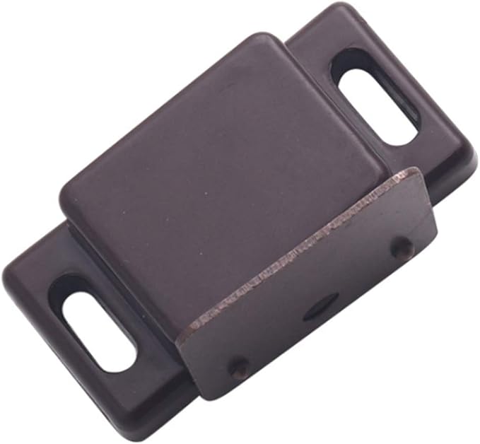 Antrader 12-Pack 10-15lbs Magnetic Cabinet Door Catch Plastic Stop Holder Closet Latch with Screws, 1.6" x 0.8" x 0.5", Brown