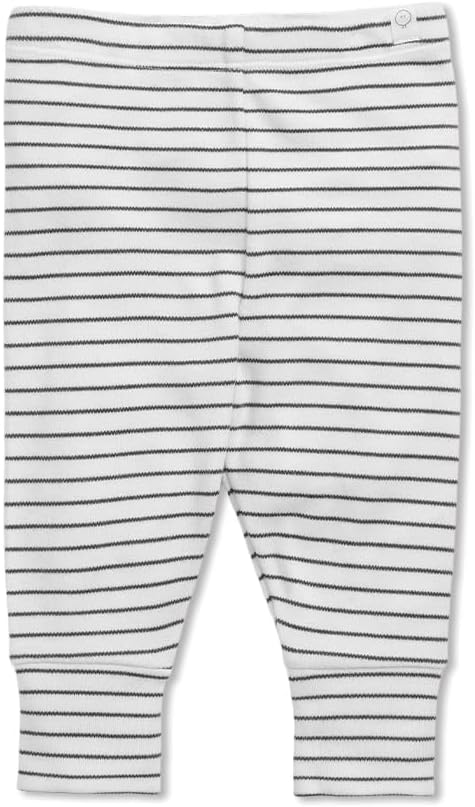 MORI Luxurious Baby Leggings in Blue Stripe, Elastic Waist, Organic, 0-3 Months