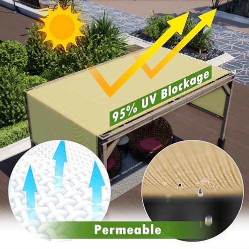 ColourTree 7' x 23' White Pergola Sun Shade Canopy Replacement Cover UPF50, Commercial Grade 260 GSM Cloth for Outdoor Patio, Garden, Deck, Backyard (We Make Custom Size)