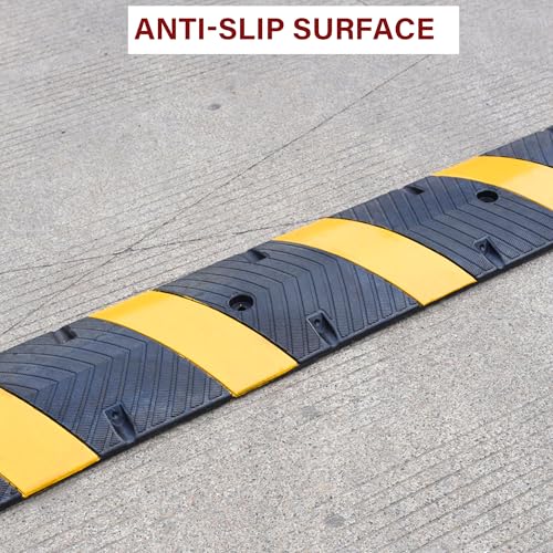 Orangestar 6Ft Rubber Speed Bump, 2 Channel Speed Hump w/4 Bolts for Asphalt Concrete Driveway Gravel - size: Rubber Ramp-1 Pack