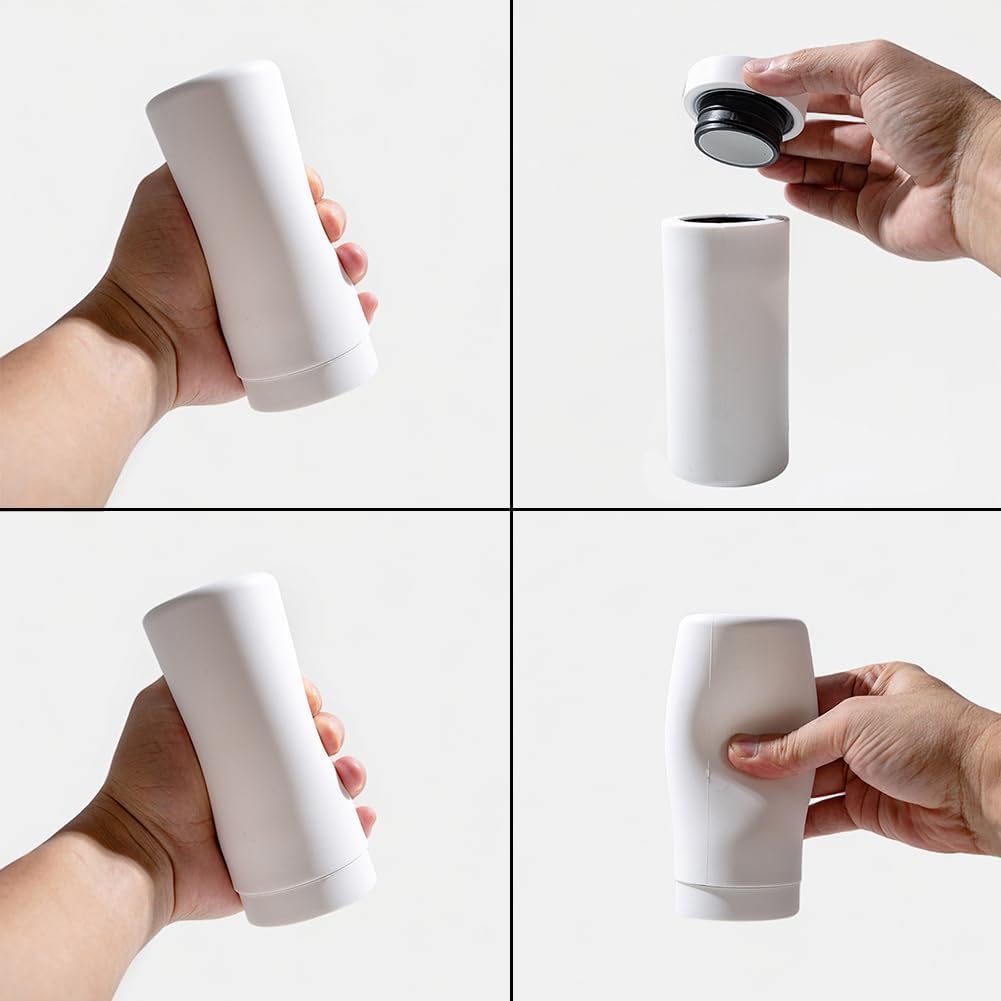 Soap Dispenser Dish Soap Holder for Kitchen Sink 8 oz Round Refillable Foaming Soaps Dispenser Shampoo and Conditioner Bottles Watertight Silicone Squeeze Bottle for Bathroom White