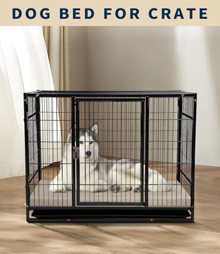 Waterproof Dog Bed for Crate Pad, Leather Pet Mat with Wipeable Removable Cover, Large Size Crate Mat - color: brown, size: 46"L x 28"W x 3"Th