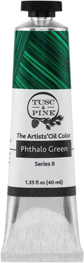Tusc & Pine Artist Oil Paint - Phthalo Green, 40 ml, Non-Yellowing, Rich & Creamy Consistency, Maximum Pigment Load, Small Batch Milled Oil Paints Made in the USA for Professional Artists