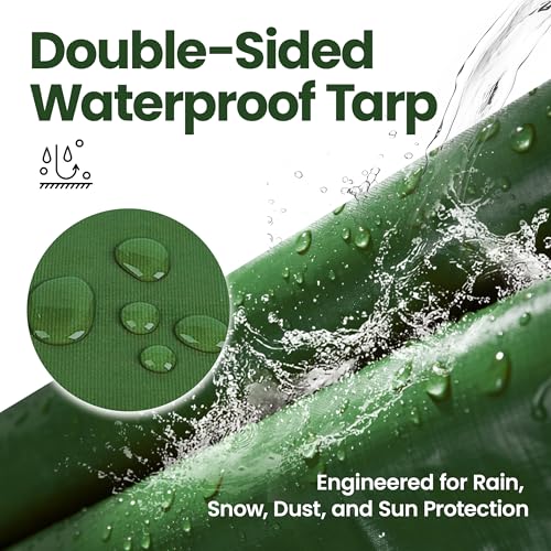 12' x 16' Tarp 5-mil Thick Camping Tent Rain Tarps Green Waterproof Outdoor Cover… - color: 5 Mil Army Green, size: 12x16 FT