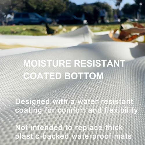 Kids Picnic Blanket, Kids Beach Mat – Medium 4’9” × 3’3” Compact Canvas, Easy to Fold & Carry - color: Creamy White + Olive Strap, size: 4'9" x 3'3"