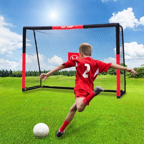 Soccer Goal for Backyard,6x4/8x5/10x6.5/12x6.5ft Metal Soccer, Soccer Goal for Kids 8-12, Soccer net with Zipper Design, Easy Assemble, Weatherproof Foam Padded Goal Post, Adults - style: 6'W×4'H