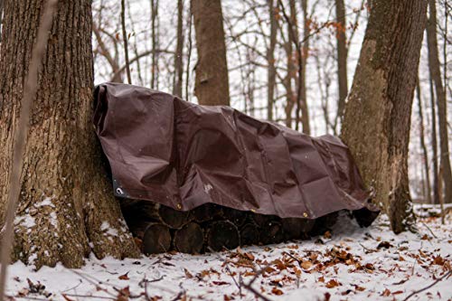 WHITEDUCK Super Heavy Duty Poly Tarp Cover 16 Mil & 10 Mil with Grommets and Reinforced Edges (Brown, White & Silver Black) (Brown- 16 Mil, 12' x 25') - color: Brown- 16 Mil, size: 12' x 25'