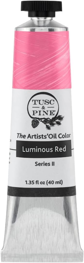 Tusc & Pine Artist Oil Paint - Luminous Red, 40 ml, Non-Yellowing, Rich & Creamy Consistency, Maximum Pigment Load, Small Batch Milled Oil Paints Made in the USA for Professional Artists