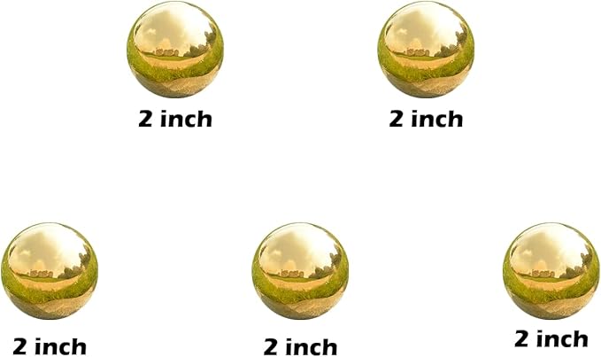 Nerien Gazing Ball, 2 Inch Stainless Steel Garden Mirror Globe, Polished Ornament Sphere, Hollow Floating Reflective Hemisphere, for Home Outdoor Pond Housewarming Swimming Decoration, Gold, 5pcs