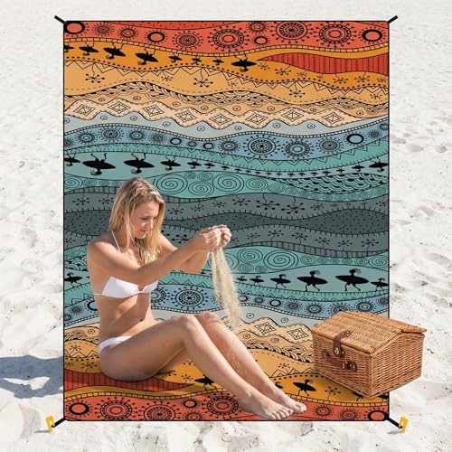 Large Beach Blanket Sandproof Waterproof 70.8" X 86.6"for Quick Drying Outdoor Picnic Mat for Beach - color: D01