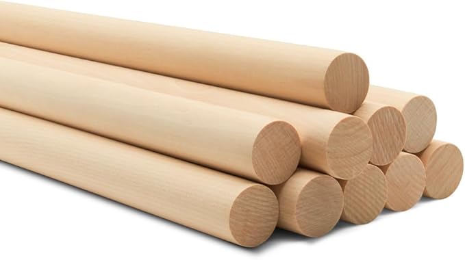 Wooden Dowel Rod, 1 Inch x 36 Inch Wood Dowels, Pack of 5 Wooden Dowels for Crafts, Unfinished Hardwood Wooden Dowels Rods, Strong Wood Rod Dowels for Crafting and DIYers