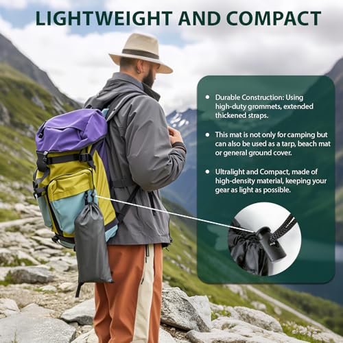 KRUI Tent Footprint, PU 2000 Waterproof Camping Tarp, Durable Tent Floor Saver for Hiking, Backpacking, Hammock, Beach and Picnic - size: 3 Person - 86“ x 74”