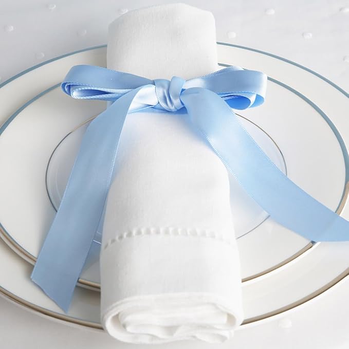 1-1/2" Width x 50 Yards Satin Fabric Ribbon, Light Blue Ribbon Perfect for DIY Bows, Swags, Gift Wrapping, Craft, Flower Bouquet，Christmas and Party Decoration