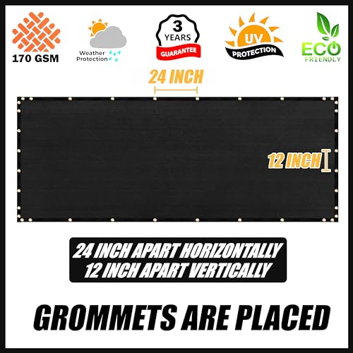 Royal Shade Custom Size 8' x 2' Black Fence Privacy Screen Windscreen Cover Netting Mesh Fabric Cloth - Cable Zip Ties Included (We Make Custom Size) - color: Black, size: 8' x 2' Customized Size