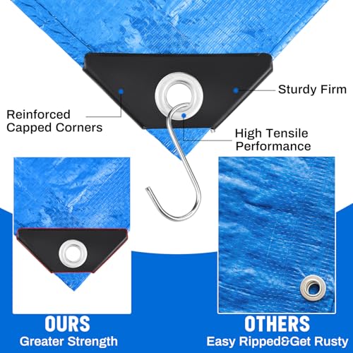 8 Pack 6 x 8 ft 5.5 Mil Large Tarps Heavy Duty Waterproof Tarp Multi Purpose Tent Cover for Home Boats Cars Camping Patio Furniture Roof Emergency Rain Protective Cover, Blue - color: Blue, size: 6 x 8 ft