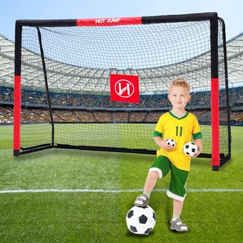 Soccer Goal for Backyard,6x4/8x5/10x6.5/12x6.5ft Metal Soccer, Soccer Goal for Kids 8-12, Soccer net with Zipper Design, Easy Assemble, Weatherproof Foam Padded Goal Post, Adults - style: 8'W×5'H