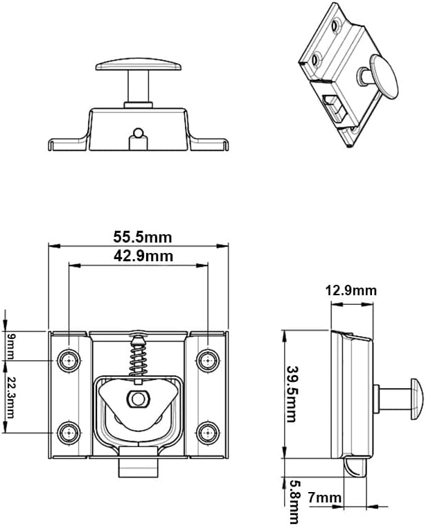 QCAA Oval Turn Cabinet Latch, for Cupboard & Other Furniture, Large, Brass Plated, 8 Pack