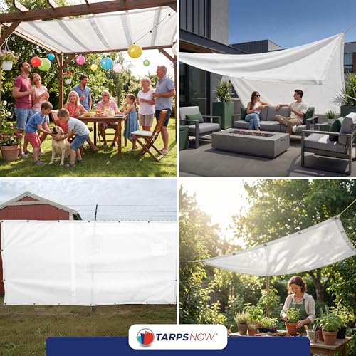 Tarps Now 20' x 30' White Heavy Duty Mesh Tarp with Brass Grommets - UV Resistant Reflective White 75% Sun Shade, Backyard, Patios, Breezeways, Gazebos, Kennels, Mesh for Flatbeds, Trucks or Trailers - size: 20' X 30'