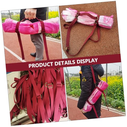 Picnic Blanket Carrying Strap Red, Elastic Yoga Mat Sling with Handle, Sturdy Binding Strap for Travel, Outdoor Sports, and Exercise Fitness Use
