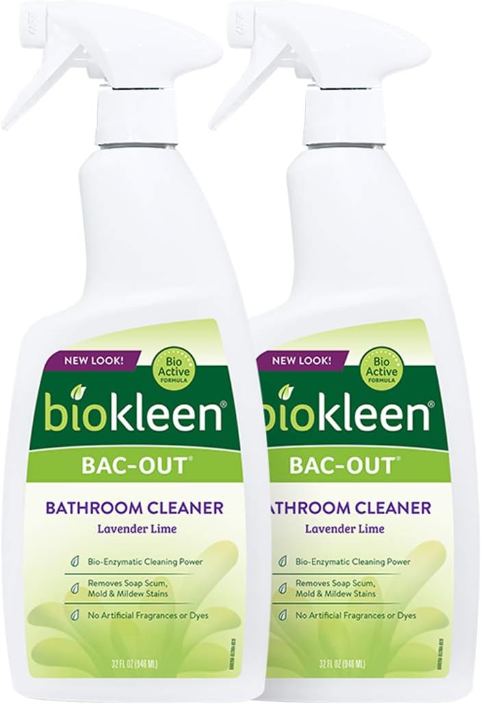 Biokleen Bac-Out Natural Bathroom Cleaner - 2 Pack - Enzyme Professional Strength, Enzymatic Cleaner for Bathroom, Eco-Friendly, Plant-Based, No Artificial Fragrance - Packaging May Vary