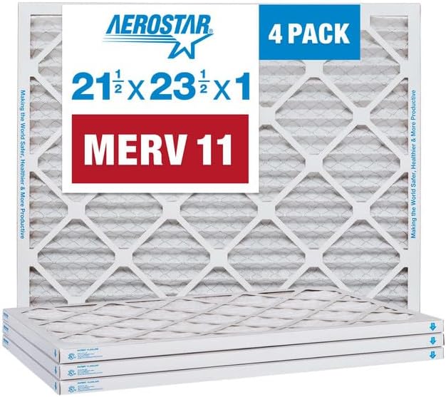 Aerostar 21 1/2x23 1/2x1 MERV 11, Pleated Air Filter, 21 1/2 x 23 1/2 x 1, Box of 4, Made in the USA