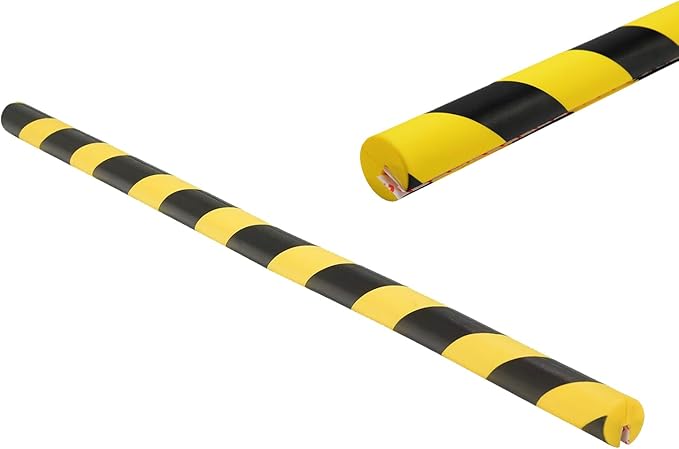 L-Shaped/Circular Edge Protector – 19" Durable Polyurethane Foam, High-Visibility Yellow/Black Stripes & Corner Safety Bumper for Impact Protection