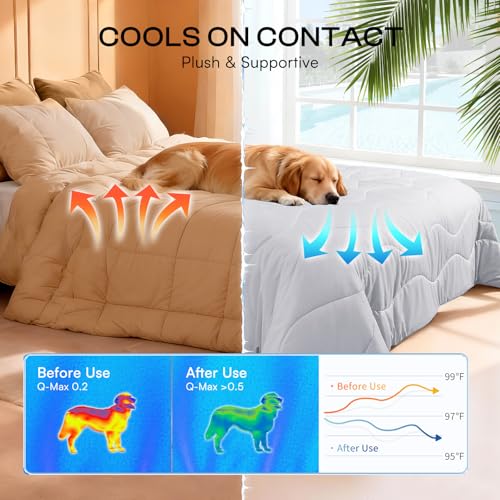 Luciphia Premium Cooling Dog Blanket Washable Q-MAX>0.5 Small Medium Large Pet Mat Puppy Cat Self-Cooling Soft Breathable Calming Throw for Sofa Crate Bed (Light Grey,40x60 inches) - color: Light Grey, size: 40x60 inches