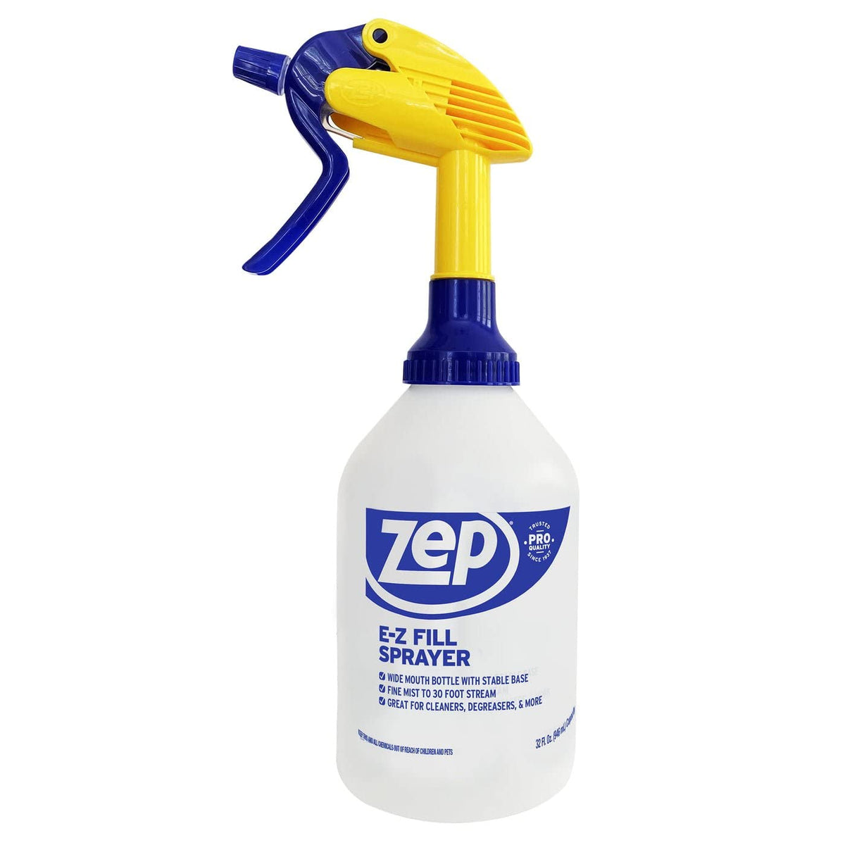 Zep E-Z Fill Professional Sprayer - 32 Ounce (Case of 8) - U43008 - Wide Mouth Spray Bottle for Easy Pouring, High Output, Great for Cleaners, Degreasers and More!