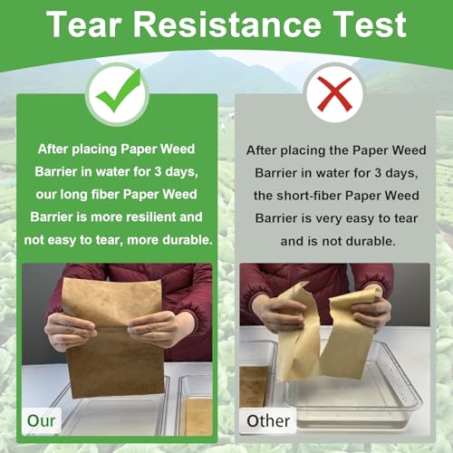 Biodegradable Paper Weed Barrier Roll, Thickened Tear Resistance Garden Weed Barrier Heavy Duty Garden Paper Weed Control Landscape Paper Mulch Weed Mat for Outdoor Garden Lawn (3 x 100 FT) - size: 3 x 100 FT
