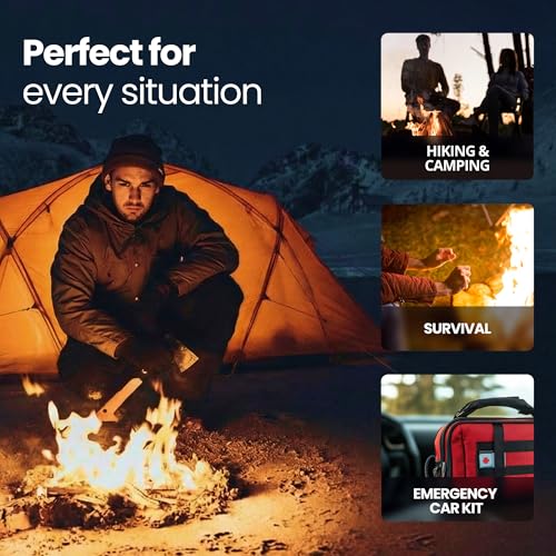 Wallaby Fire Starter Kit - 33 Waterproof Plugs in Metal Tin + Flint Rod Striker Multi-Tool, Pocket Survival Guide, Airtight Mylar Storage Bag – Camping, Emergency, Grill, Fire Pit