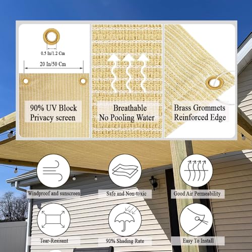 90% Shade Cloth for Patio, 10X30 FT Pergola Shade Cover, Breathable Sun Shade Fabric for Beach, Deck, Porch, Gazebo, Carport, Outdoor Sunshade Screen for Garden, Balcony, Pool. - size: 10x30Ft