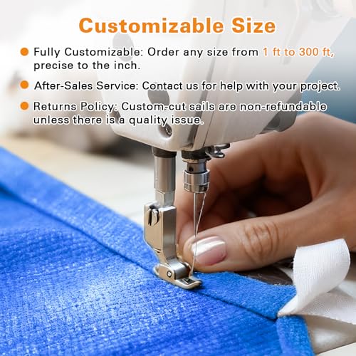 Artpuch Sun Shade Sail, 8'X16' Blue Rectangle Curved Edged Sun Shade, Commercial Grade 185GSM HDPE UV Permeable Outdoor Shade Cloth for Deck, Backyard, Patio (Custom Sizes Made)