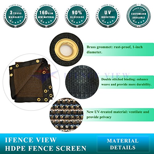 Ifenceview 4'x5' to 4'x50' Brown Shade Cloth/Fence Privacy Screen Fabric Mesh Net for Construction Site, Yard, Driveway, Garden, Railing, Canopy, Awning 160 GSM UV Protection (4' x 14') - size: 4' x 14'