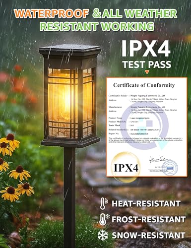 4 Pack Solar Lights Outdoor Waterproof, Bright Solar Pathway Lights with Auto On/Off, Weatherproof Garden Landscape Lighting for Yard Patio Walkway Lawn Decor - size: 4 Pack