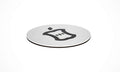 Metal Compost Sign | 2” Round, Compost Bin Label for Waste Basket | Brushed Silver Aluminum with Black Compost Symbol | Environment Signs | Ready to Hang