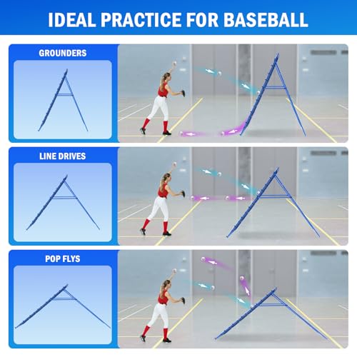Volleyball Baseball Rebounder Net, Softball Rebounder Pitchback Net Quick Adjustments, Quick Adjustments Lacrosse Bounce Back Practice Equipment, Ideal for Outdoor Indoor and Backyard Training - size: 7ftx4ft, style: Multi-Sport Rebounder Net