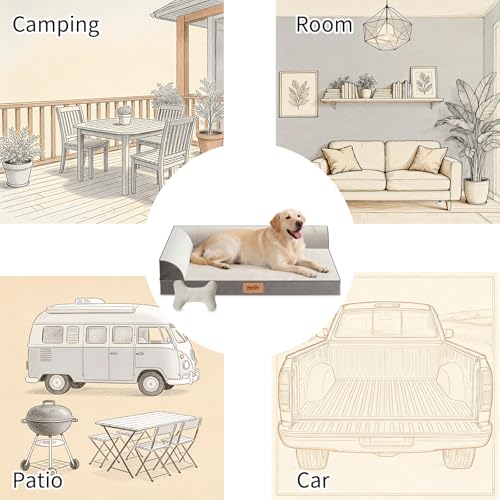 XL Dog Bed with Cooling Gel Memory Foam, Orthopedic Waterproof Pet Bed with Washable Cover & Non-Slip Bottom, Cooling Dog Couch Bed, Size: 49.1"*38 * 8.1" - size: X-Large