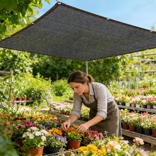 Shade-Cloth 85-90% for Garden Greenhouse Plants 10x12 FT, Black Sun-Block Shade Cover Mesh Tarp with Grommets Sun Shade Canopy for Outdoor Pergola Patio Flower Lawn Kennel Chicken Coop - size: 10x12 FT