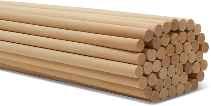 Dowel Rods Wood Sticks Wooden Dowel Rods 1/2 x 60 Inch Unfinished Hardwood Sticks for Crafts and DIYers 25 Pieces by Woodpeckers