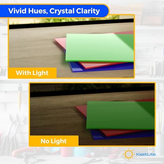 KastLite Colored Acrylic Sheets Nominal 6" x 18" - Plastic Sheet Easy to Cut, Saw, Shape, Laser Cut - Ideal for Arts & Crafts & DIY Projects- Durable, Lightweight, Scratch Resistant - Yellow 4 Pack