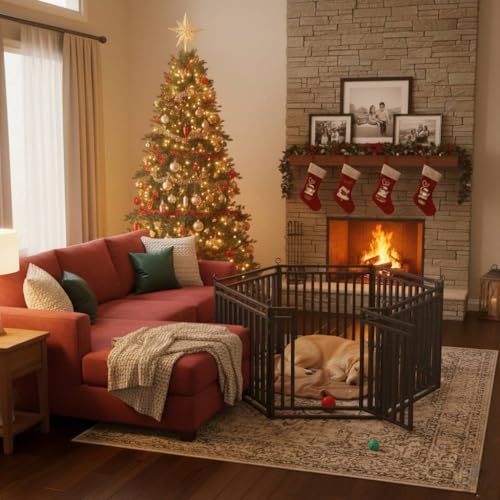 Dog Fence Outdoor Indoor, 47" Inch Height 40 Panels Dog Playpen for Large/Medium/Small Dogs Metal Dog Pen for Yard Camping and RV | Black-Silver - size: 47"Height, style: 40 Panels
