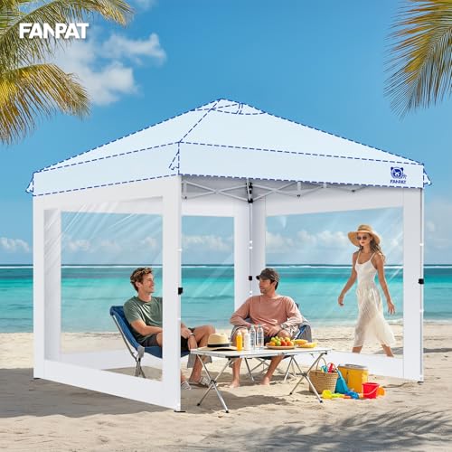 FANPAT 3Pcs Clear Canopy Sidewalls for 10x10 Pop Up Tent, Transparent Window Curtain Cloth, 8 Mil PVC Enclosure Fabric with Zipper, Blue (Not Including Frame and the top,Sidewalls ONLY) - color: Blue