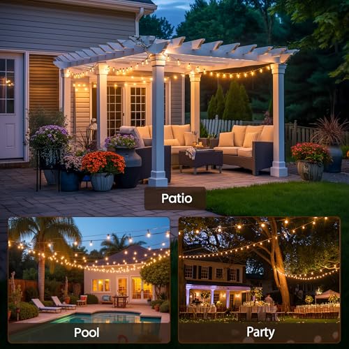 Outdoor String Lights 26 FT 14 Shatterproof LED Bulbs, UL Certified Patio Lights Outdoor Light Strings Waterproof for Patio Yard Outside Party Wedding, Connectable Dimmable 13 Sockets 2700K - size: 26 FT 13 Sockets