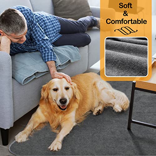LOOBANI Non-Slip Washable Pee Pad for Dogs, 1 Pack Extra Large Reusable Dog Mat for Floor, Fast Absorbent Pet Whelping Pads, Puppy Playpen Mat for Incontinence, Housebreaking, Crate, 52x82in, Gray - size: 52"*82"(Pack of 1) Gray