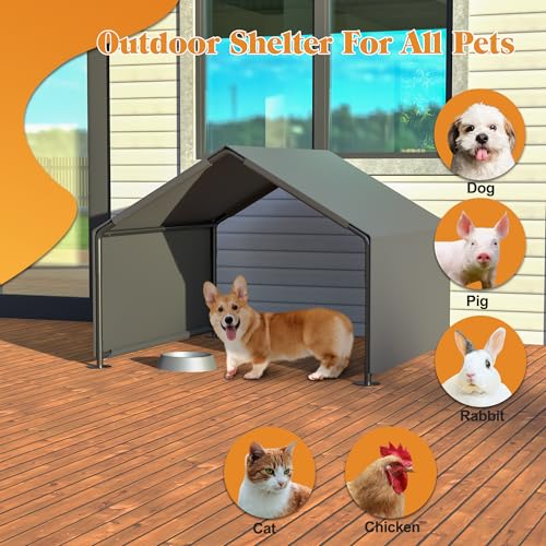 Outdoor Dog Shade Shelter - Waterproof UV Protection Pet Tent for Small Medium Dogs - Portable Sun Shelter for Camping Hiking Backyard (Gray)