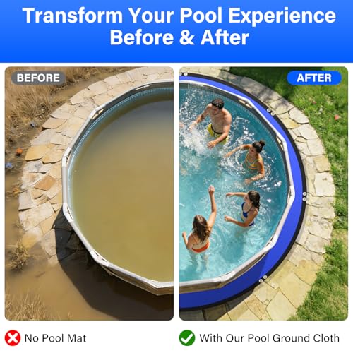 15FT Round Pool Liner Pad for Above Ground Pools, 165 GSM Thickened Puncture-Resistant Under Mat (16FT Actual), Heavy-Duty Underlayment with Metal Grommets - size: R15FT