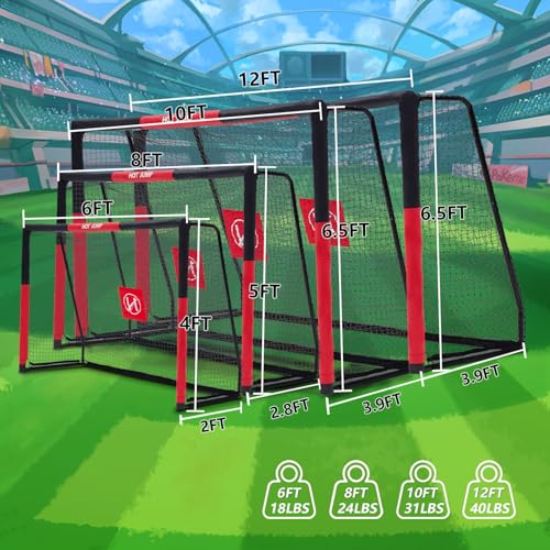 Soccer Goal for Backyard,6x4/8x5/10x6.5/12x6.5ft Metal Soccer, Soccer Goal for Kids 8-12, Soccer net with Zipper Design, Easy Assemble, Weatherproof Foam Padded Goal Post, Adults - style: 6'W×4'H
