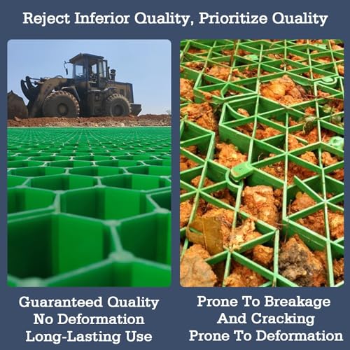 Plastic Soil Stabilization Grille for Outdoor Grass & GravelDurable Ground Grid for Lawn Reinforcement HeavyDuty Paver System for Driveways & Walkways - size: 5cm-4 pieces