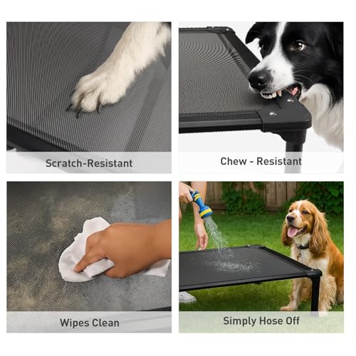 Sytopia 47'' Outdoor Elevated Dog Bed for Extra Large Dogs, Chew-Proof Pet Camping Raised Cot with Breathable Mesh - Durable Frame, Cooling Hammock Bed, Non-Slip Feet, Waterproof, Easy Clean - size: X-Large