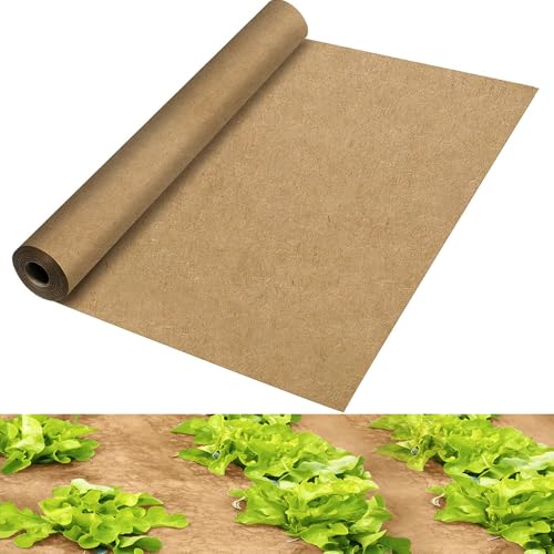Biodegradable Paper Weed Barrier Roll, Thickened Tear Resistance Garden Weed Barrier Heavy Duty Garden Paper Weed Control Landscape Paper Mulch Weed Mat for Outdoor Garden Lawn (4 x 100 FT) - size: 4 x 100 FT